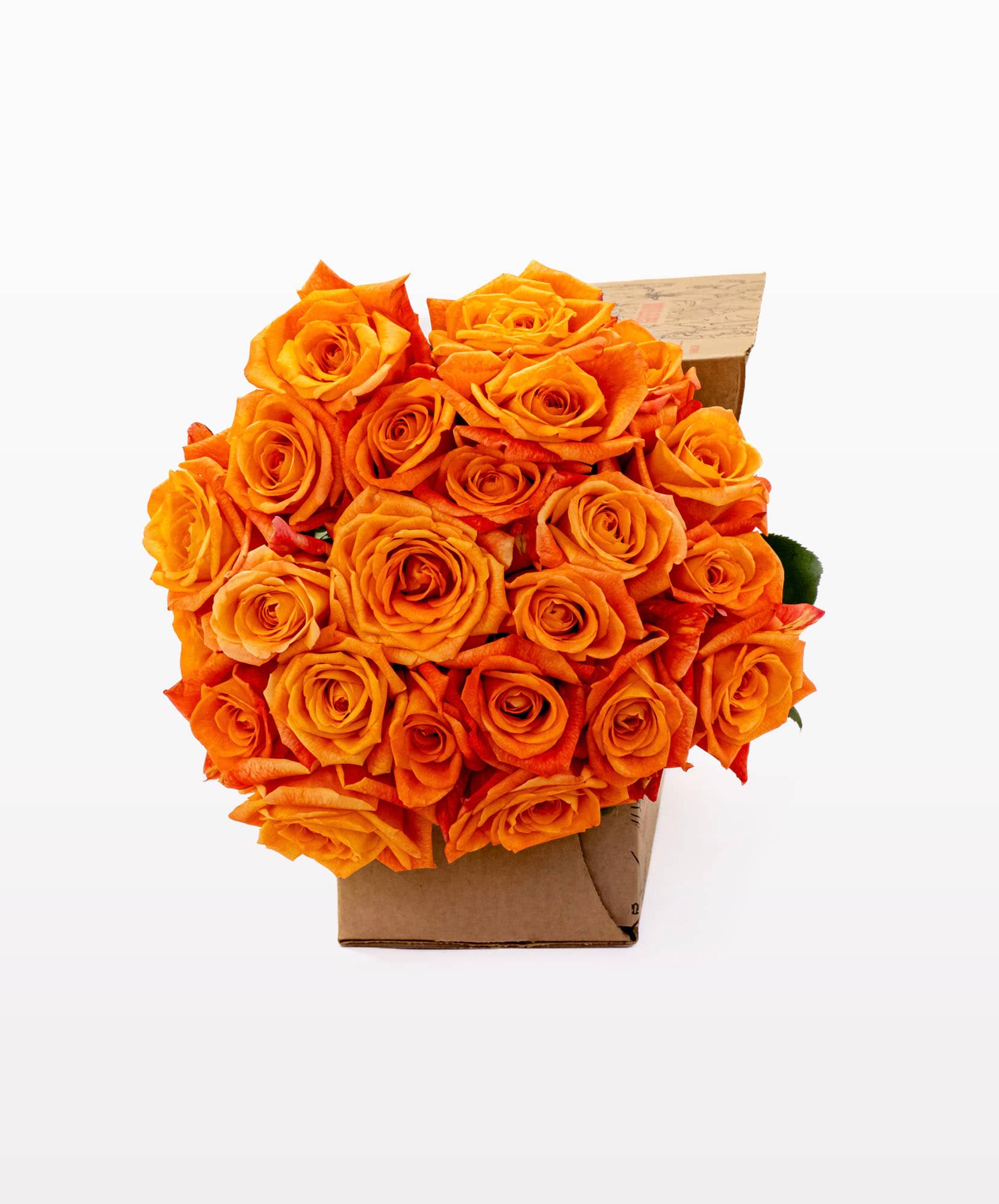 Vibrant orange roses beautifully arranged in a stylish box for joyful celebrations.